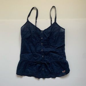 Blue hollister ruffle spaghetti strap top